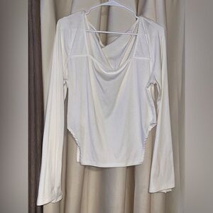 Chic Cream Long Sleeve Women's Top